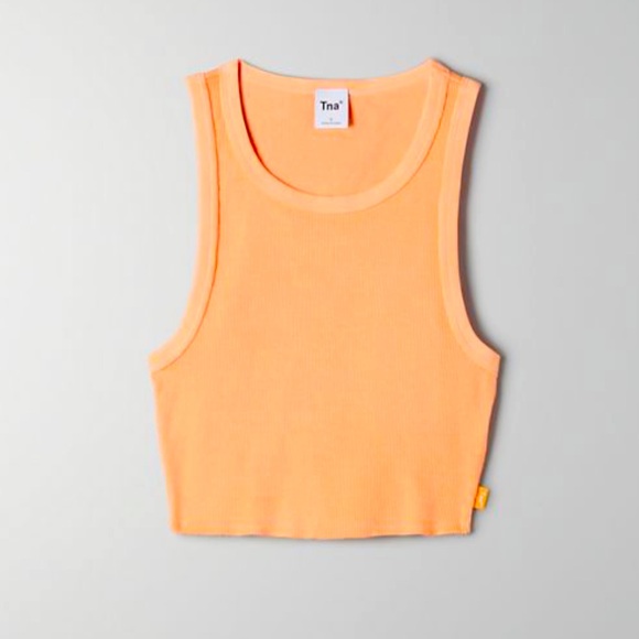 TNA Ribbed Cropped Racerback Tank - Apricot Chiffon - Picture 1 of 4